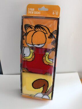 Garfield & Odie  Men Crew Socks 3 Pack Size 8-12